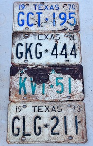 lot 183 image: Four 1970-1973 Texas License Plates&nbsp