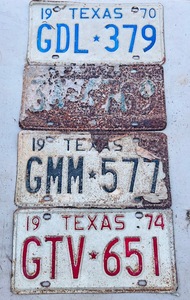 lot 184 image: Four 1970-1975 Texas License Plates&nbsp