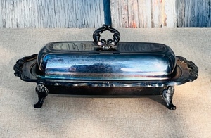 lot 139 image: Silver or Silver Plated Elegant Footed Butter Dish