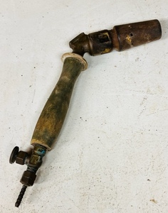 lot 100 image: AntiqueVintage Insto Gas Cast Iron &amp Brass Torch WWooden Handle