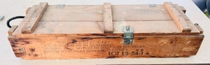 lot 243 image: Vintage 105mm Shells Ammunition Box