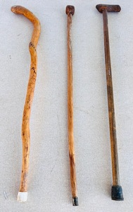lot 249 image: Three Unique Handcrafted Design AntiqueVintage Walking SticksCanes