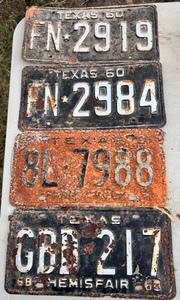 lot 253 image: Four 1960s Texas License Plates - Including One 1968 Hemisfair Plate