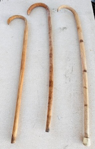 lot 284 image: Three AntiqueVintage Shepherds Hook Walking Canes - Including One which Says Pork Expert