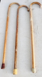 lot 286 image: Three AntiqueVintage Shepherds Hook Walking Canes