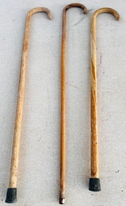 lot 287 image: Three AntiqueVintage Shepherds Hook Walking Canes&nbsp