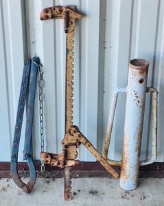 lot 52 image: The Original Texas Fence Fixer, Barbed Wire Stretcher, &amp T Post Driver