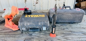 lot 100 image: Dewalt Hard Case with 14.4 Volt Battery, Ramset, Chainsaw Sharpener, &amp Black &amp Decker Hard Case