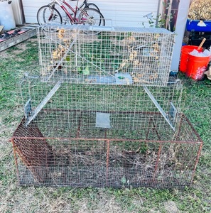 lot 108 image: Three Animal Live Traps- Safeguard Havaheart Homemade With Rebar