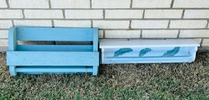 lot 157 image: Two Vintage Wooden Bathroom Shelves