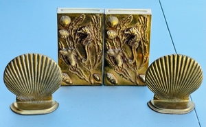 lot 47 image: Beautiful &amp Heavy Bronze Sea Life Themed Bookends
