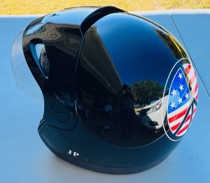 lot 74 image: Nolan Motorcyle Helmet W American Flag Peace Sign on Back - Made in Italy