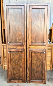 lot 85 image: Two Oak Wooden Cabinets - 60H x 15W x 12.25D each