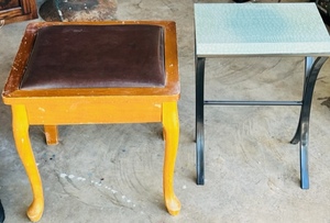 lot 111 image: Two Stools W Wooden Stool Having Under-Seat Storage