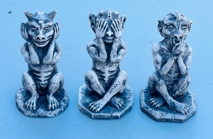 lot 121 image: 2000 T. Scott Hear No Evil, See No Evil, Speak No Evil Gargoyles