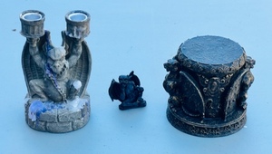 lot 122 image: 1995 Vandor Gargoyle Double Candle Holder, Vandor Gargoyle Trinket Box, &amp Small Lounging Gargoyle