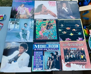 lot 128 image: Nine Record Albums - Including Michael Jackson, Lionel Ritchie, &amp Stevie Wonder