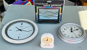 lot 193 image: Three Clocks &amp Sand Dunes Sand Picture