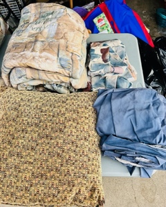 lot 203 image: Lot of Queen Size Bedding W Pillows &amp Comforters