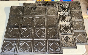 lot 205 image: Three 24 12 x 24 12 Black Decorative Metal Panels