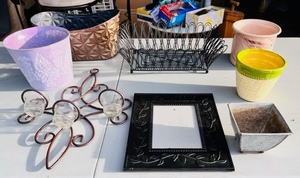 lot 206 image: Home Decor Lot - From Unusual Planters to Gorgeous Metal Picture Frame