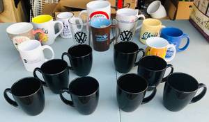 lot 229 image: Two VW Born in the 60s Glasses, 10 Themed Coffee Mugs, &amp 8 Corelle Stoneware Coffee Mugs