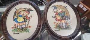 lot 50 image: Hummel cross stitched pictures in frames