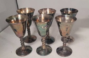 lot 23 image: J Perez Ruis silver plate wine goblets (6)