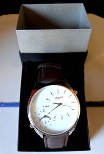 lot 61 image: Duplot Mens Dual Movement Silver White Analog Quartz Watch - NIB