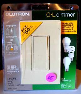 lot 65 image: LUTRON CL DIMMER SWITCH IVORY 3 WAY OR SINGLE DVWCL-153PH-WHB