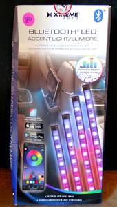 lot 80 image: XTreme Auto Bluetooth Led Accent Light 4 Interior Led Light Bars RGB - NIB