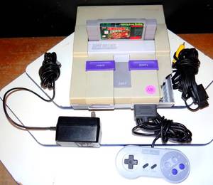 lot 110 image: VINTAGE SUPER NINTENDO WITH VINTAGE DONKEY KONG GAME - SEE NOTE $$$