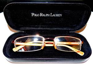 lot 116 image: BURBERRY DESIGNER FRAMES w PRESCRIPTION LENSES - RALPH LAUREN CASE