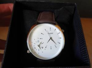 lot 122 image: Duplot Mens Dual Movement Silver White Analog Quartz Watch - NIB