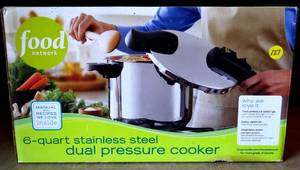 lot 127 image: Food Network Stainless Steel 6 Qt. Pressure Cooker in Box