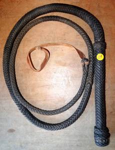lot 154 image: AWESOME 6 FOOT HAND WOVEN LEATHER BULL WHIP