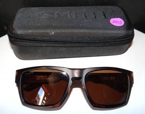 lot 203 image: Smith Outlier 2 Sunglasses, Matte Black  ChromaPop Polarized Brown wCase