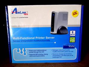 lot 226 image: Airlink 101 AMPS240W Wireless Multi- Function 1 Port Printer Server - NEWSEALED