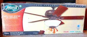 lot 252 image: Hunter 21894 52-Inch Westover Heater Fan - Ceiling Fan - NIB $$$