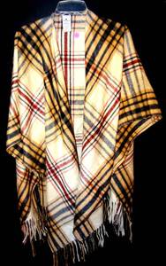 lot 293 image: WOOLRICH TALLA UNICA Plaid Cape Scarf Shawl - SUPER SOFT