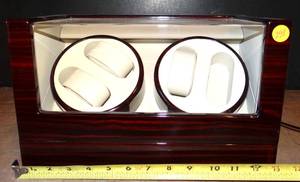 lot 298 image: JQUEEN Watch Winder with Quiet Motors - WORKS PERFECTLY (ADJUSTABLE SPEEDS) $$$