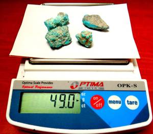 lot 1 image: LARGE CHUNKY TURQUOISE - SANTA RITA MINE, NEW MEXICO 49.0 grams total weight