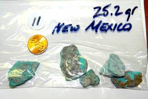 lot 11 image: LARGER NEW MEXICO MINED TURQUOISE - 25.2 grams (5 pc)