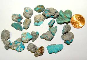 lot 53 image: ARIZONA MINED TURQUOISE - 25.0 grams TOTAL