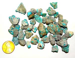 lot 55 image: ARIZONA MINED TURQUOISE - 40.2 grams TOTAL