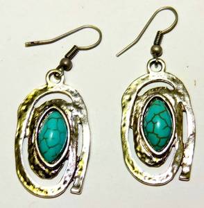 lot 63 image: PRETTY PAIR OF TURQUOISE EARRINGS AS SHOWN