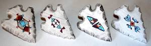 lot 83 image: LOT OF 4 - HANDMADE SIOUX TRIBE ARROWHEAD NAPKIN HOLDERS - HAND PAINTED