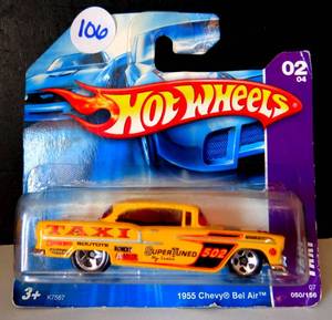 lot 106 image: Hot Wheels 1955 Chevy Bel Air Taxi Yellow