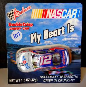 lot 107 image: NASCAR PALMER MY HEART IS DOUBLE CRISP CANDY VALENTINE CARD & DIECAST #12