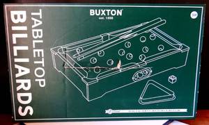 lot 149 image: New Buxton Tabletop Billards Set NIB - Size 20L x 1 2 14W x 3 58H